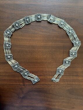 VINTAGE BELT HECHO MEXICO SILVER METAL SECTIONAL PANEL LINKS ARTICULATED 30 1/2”